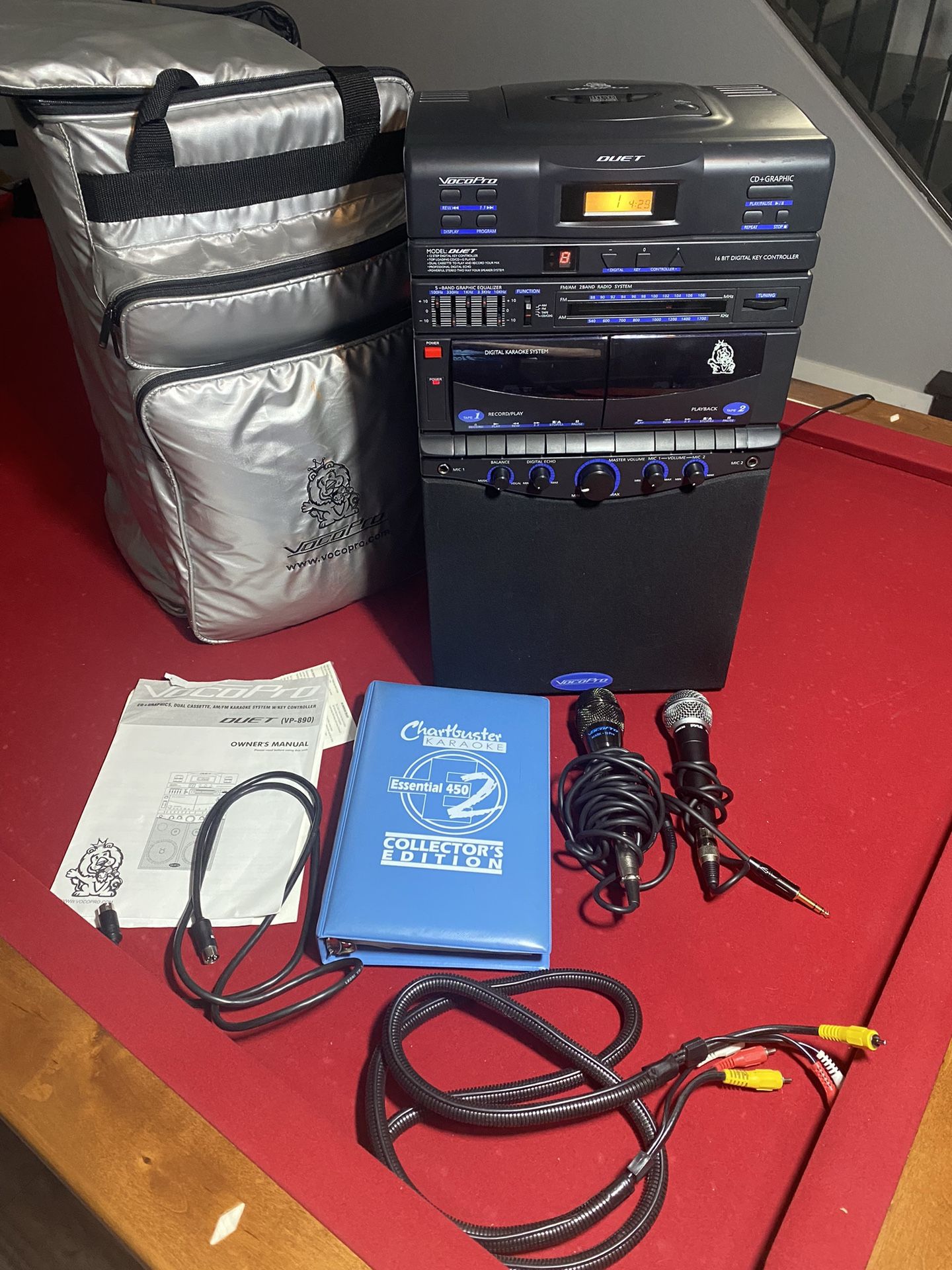 VocoPro Duet II VP-890G Karaoke System W/accessories Fully Tested & Works