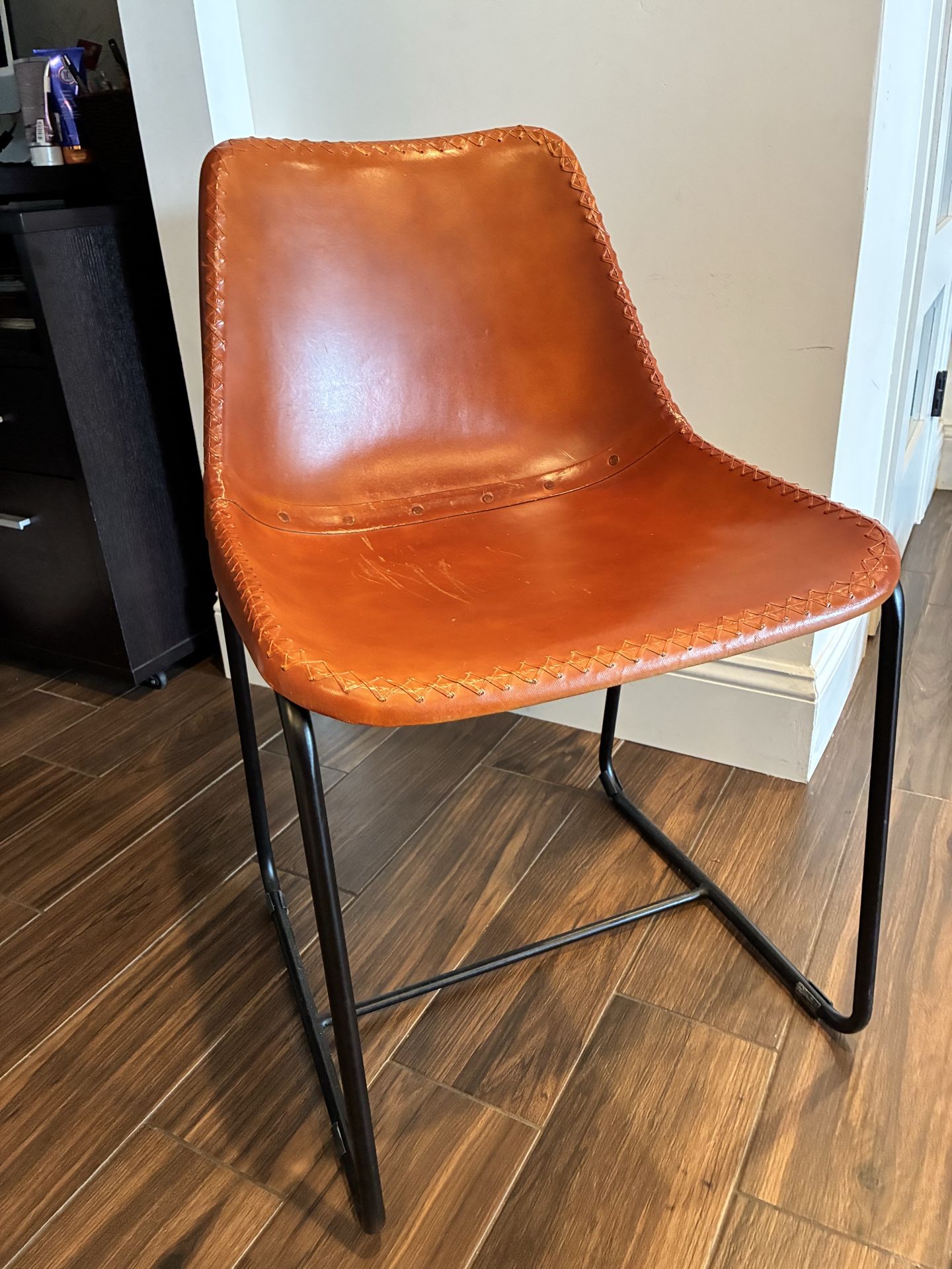 CB2 Roadhouse Saddle Leather Chair Brown