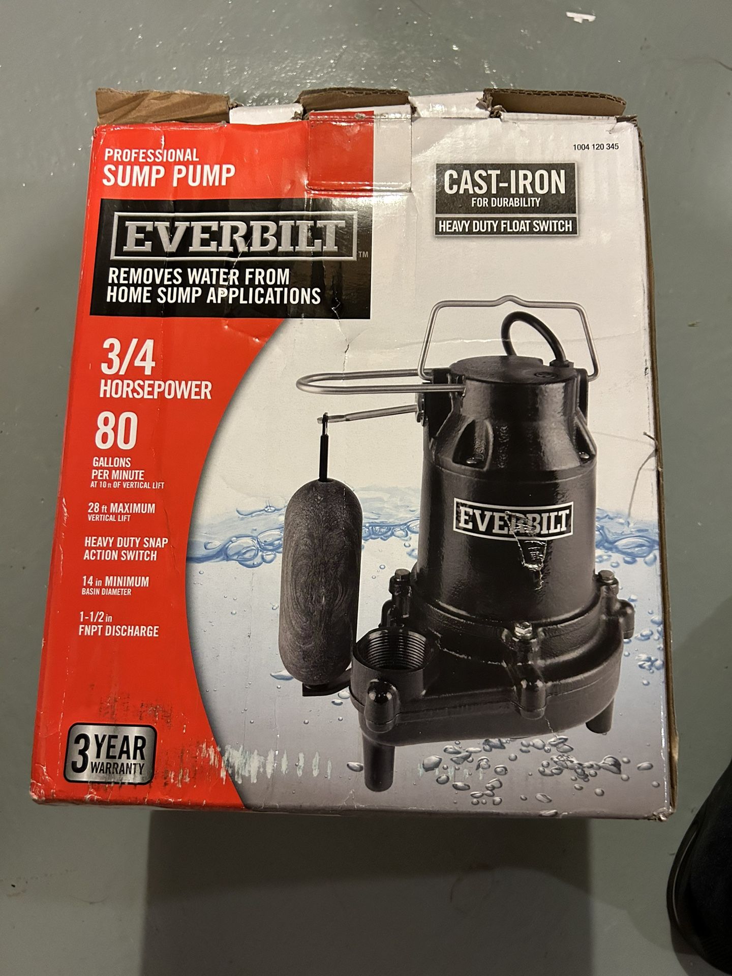 Everbilt 3/4 HP Pro Snap Action Sump Pump