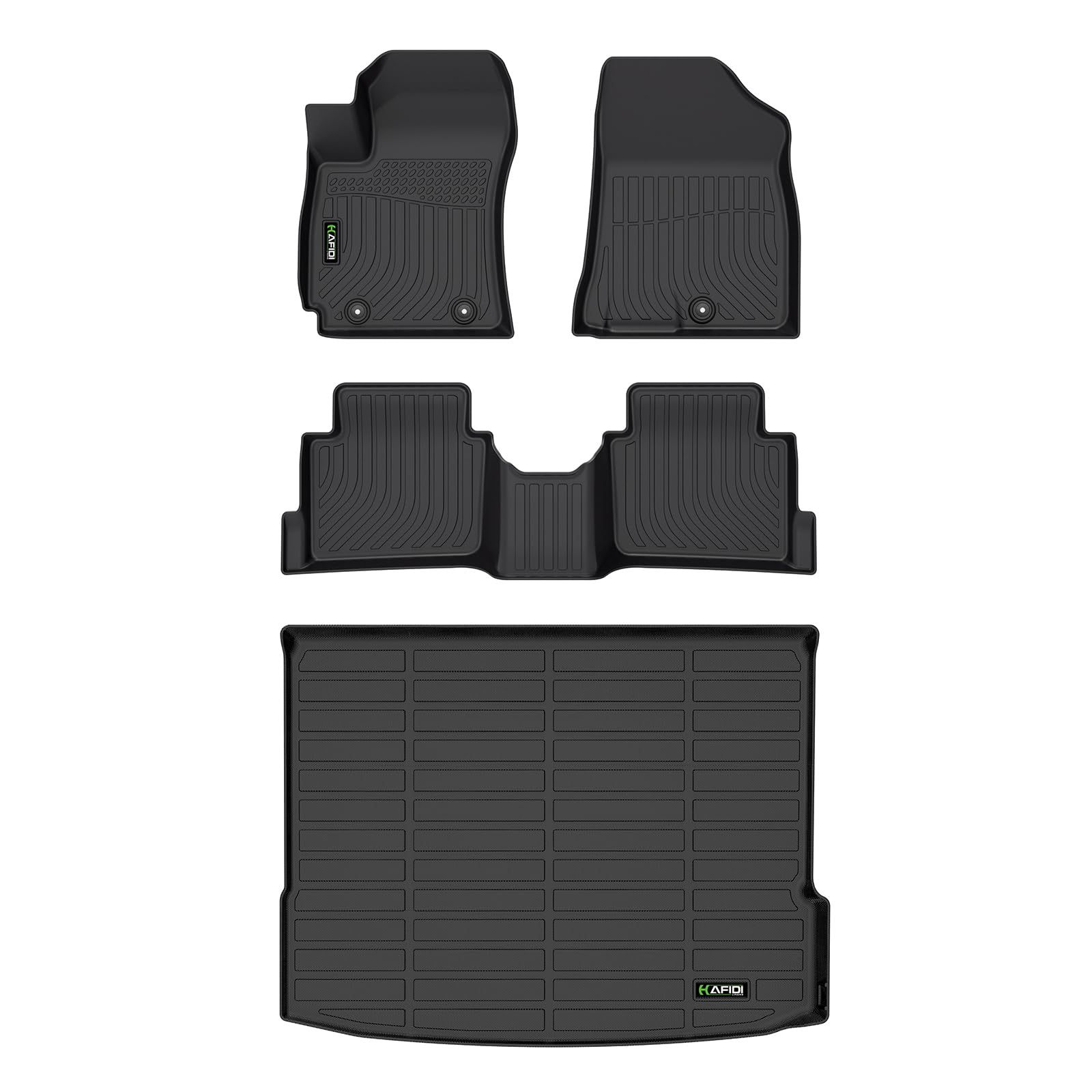 HAFIDI All Weather Car Floor Mats & Cargo Liner Set for Hyundai Kona 2024 2025 (Not for EV) Custom Fit Floor Liners Accessories - Black
