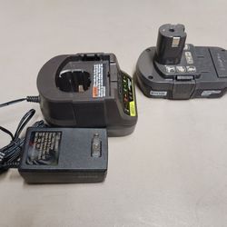 Ryobi 18 Volt 1.5 Amp Hour Battery And Charger. Fully Charged