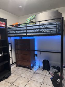 Black Metal Loft Bed Twin