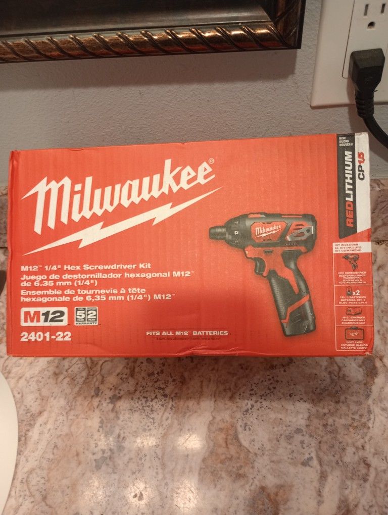 Milwaukee M12 Impact Wrench With 2 Batteries And Charger New In Its Box