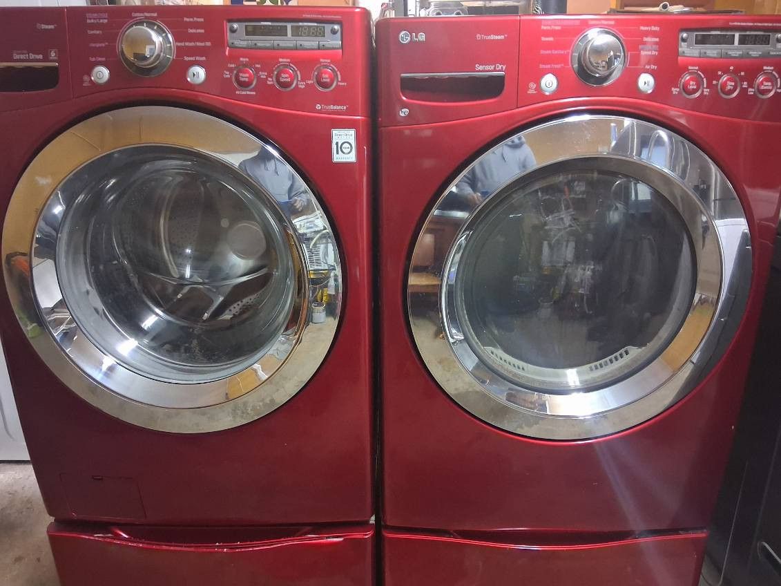 Red LG Front Load Washer And Dryer Set