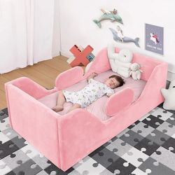 Pink Velvet Toddler Bed