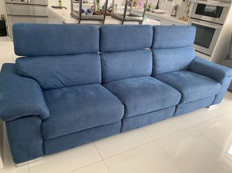 Karly Blue 3 Seater Electric Reclining Sectional Couch
