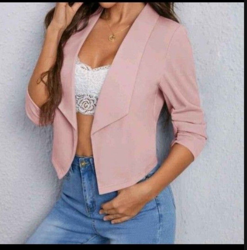 Pink And Black Cropped Blazers