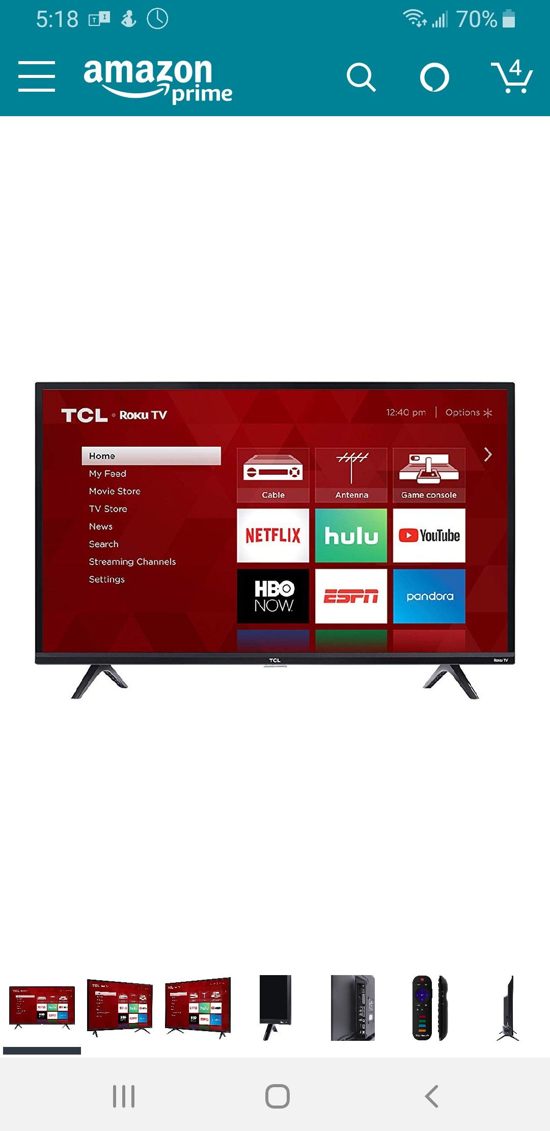 32" TCL Roku smart TV 720p