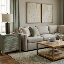 Modern Regency Nightstands/Side Tables • Soft Sage Green • Brass Hardware