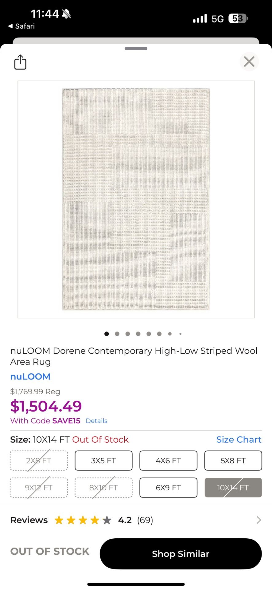 nuLOOM Dorene Contemporary High-Low Striped Wool Area Rug (10x14 FT)
