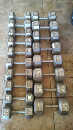 Hex Dumbbells and Weight Rack