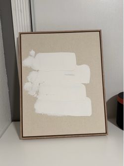 Modern Abstract Textured Canvas Art – 15.5" x 19" Minimalist Floating Wood Frame