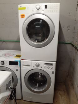 LG front load washer and electric dryer set working perfectly with 4 months warranty