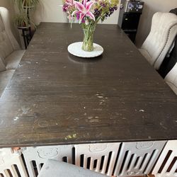 Big dining room table. Well loved