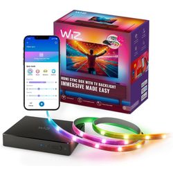 WiZ HDMI Sync Box with TV Backlight – Syncs Light to Your Movies, Games and Music - HDMI 2.0 – Supports 4K at 60Hz - RGBIC LED Strip for 55-65 Inch TV