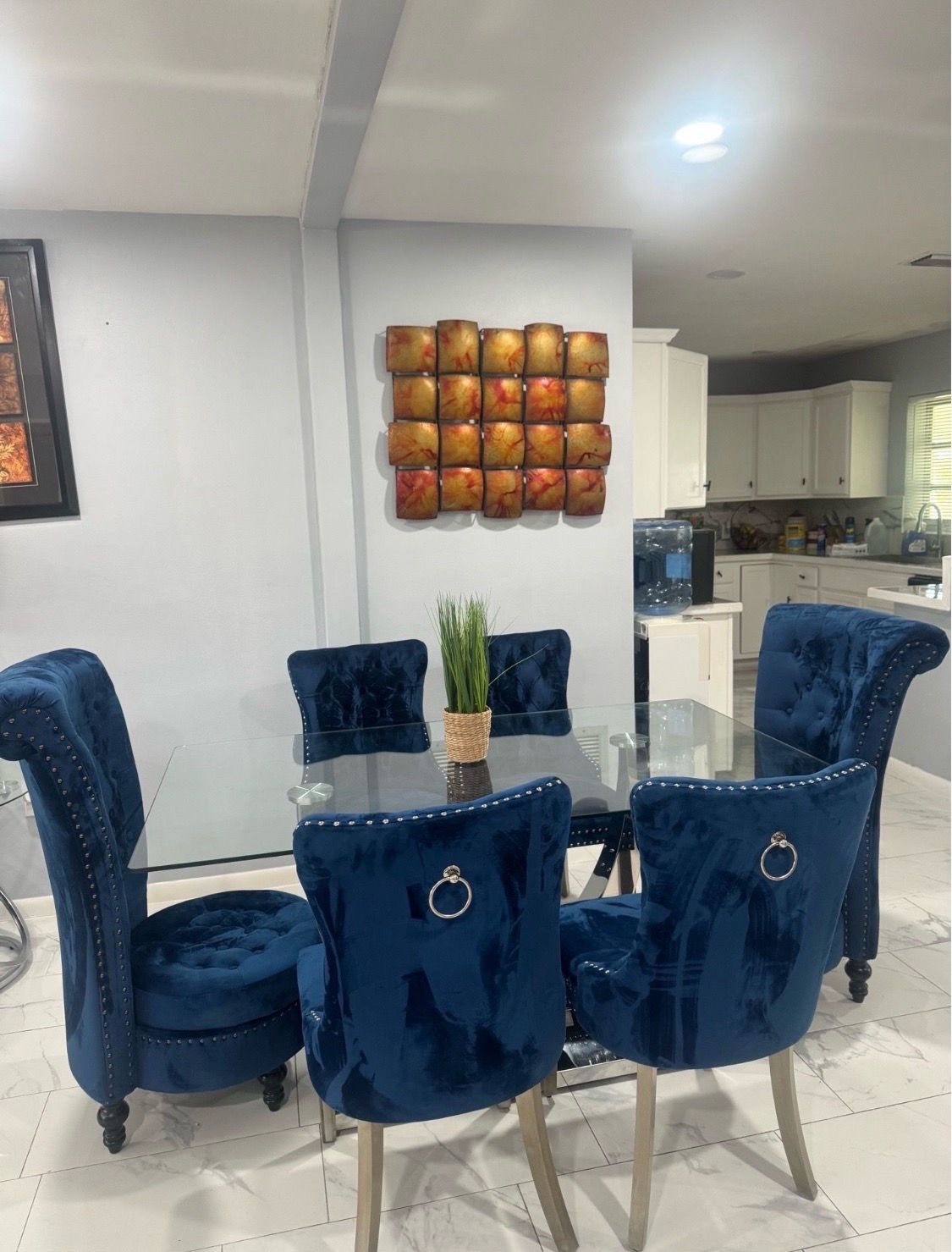 Glass dining table and 6 chairs
