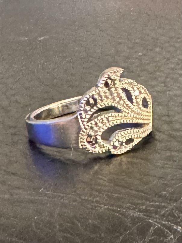 925 Sterling Silver Ring, Marcasite Stones, Size 6 1/2, 3 Grams