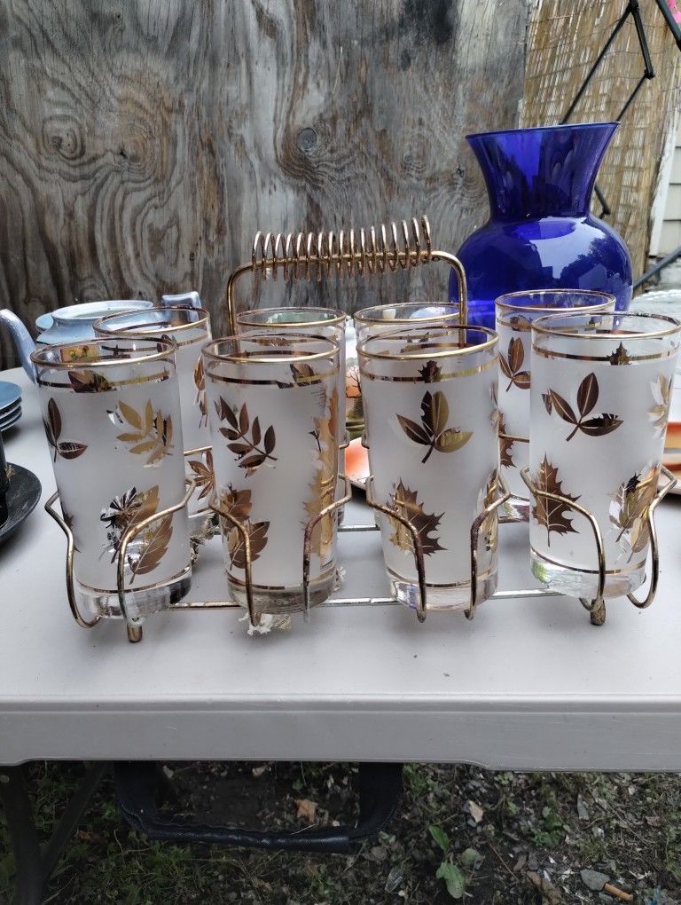 Vintage Gold Leaf Glasses