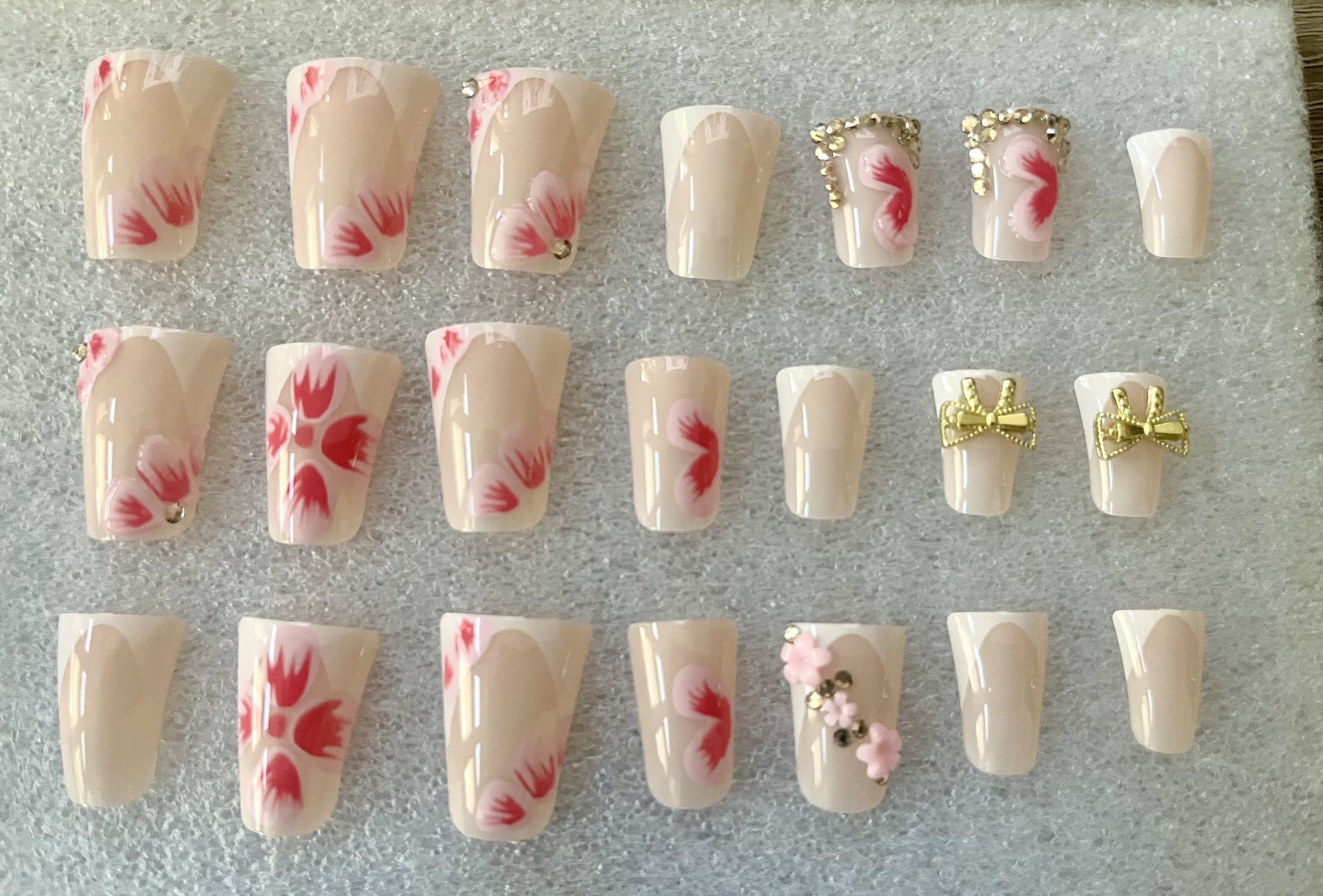 White duck French tip press on nails