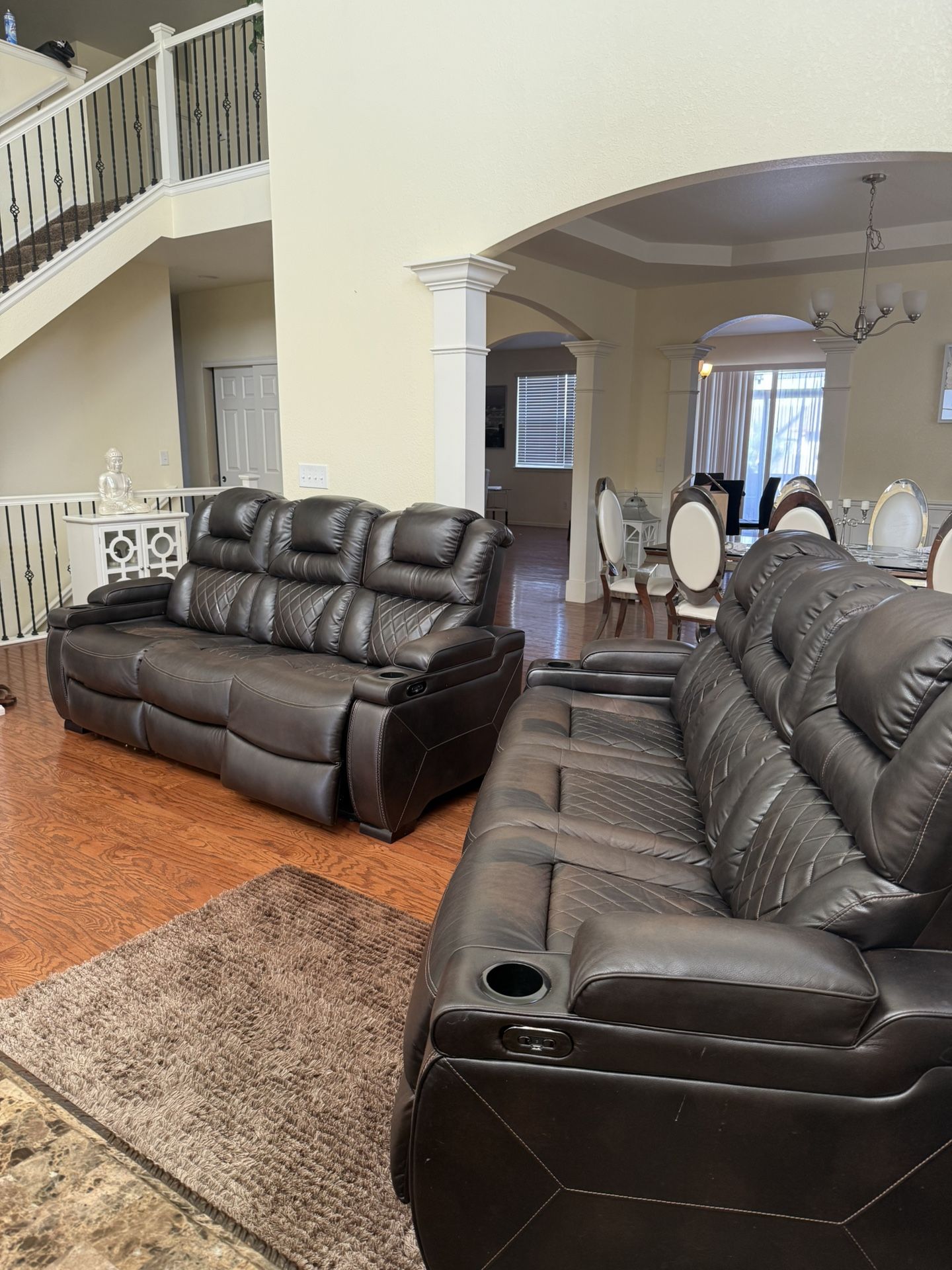Leather Sofa with Recliner Seats