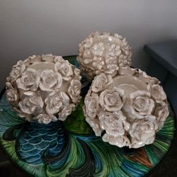 Rose Tea Candle Holders 4" in diameter