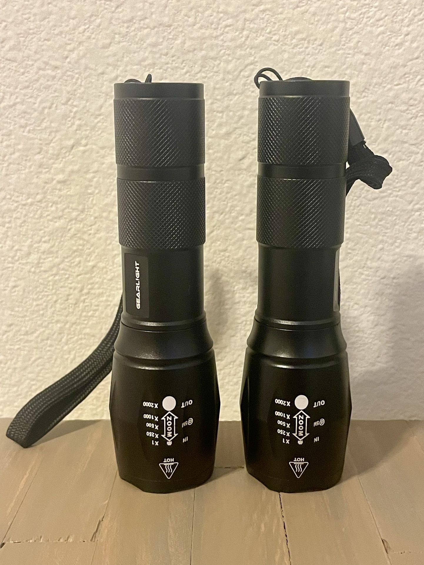 Gear Light LED Mini Tactical 5 Modes Zoomable Beam High Lumens 2pk Flashlights