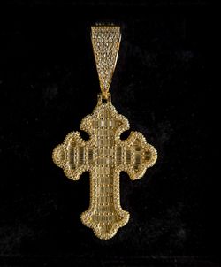 Gold/Silver Cross Pendant Baguette Cut Moissanite Stones