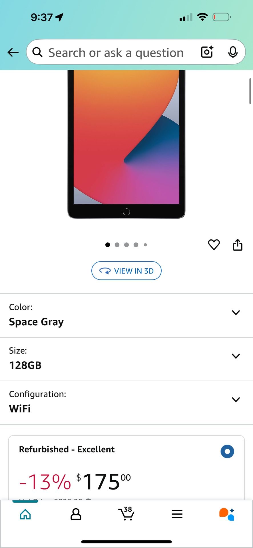 Apple iPad (10.2-inch, Wi-Fi, 128GB, 8th Generation) - Space Gray