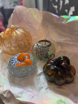 Art Glass Pumpkin Decorations Set of 4