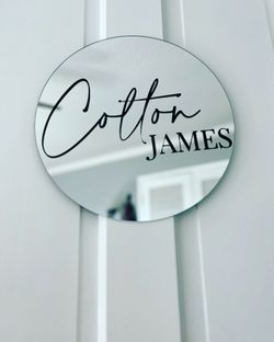 12” Nursery Baby Name Mirror Sign , Baby name plate, 