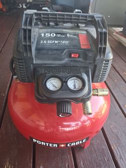 Porter-Cable air compressor works perfectly.