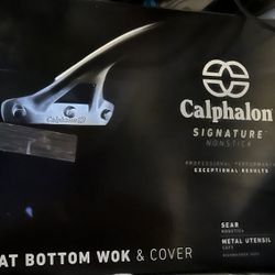 Calphalon Signature Nonstick 12in Flat Bottom Wok & Cover