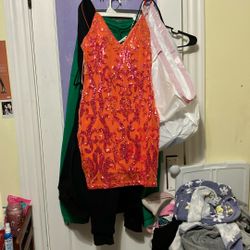 Large Orange Winster Sparkly Dress