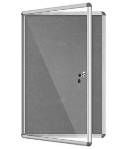 36"x24" Enclosed Bulletin Board, Lockable Weather-Resistant Aluminum Cork Noticeboard for School & Office, Silver Frame w/Grey Flet