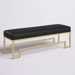 Faux Leather and Gold Bench - Like New!