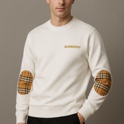 Burberry Crewneck Sweatshirt with Check Elbow Patches