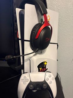 ps 5 and controller and monitor with cords plus games already there for you