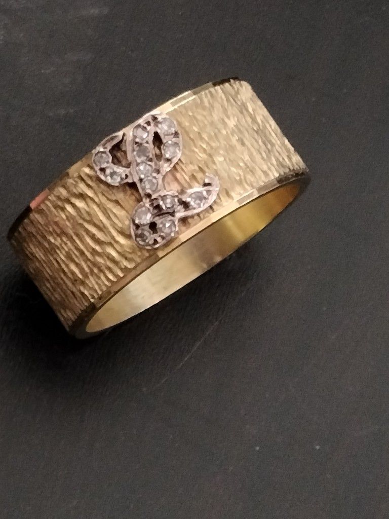 Vintage L initial Ring 14k Gold