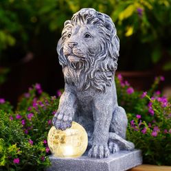 Guardian Lion Garden Statue: Outdoor Decor Sculpture 