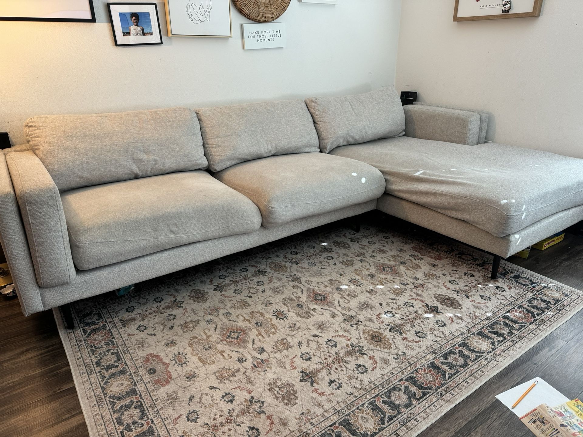 Living Spaces Aquarius II Light Grey Sectional Furniture