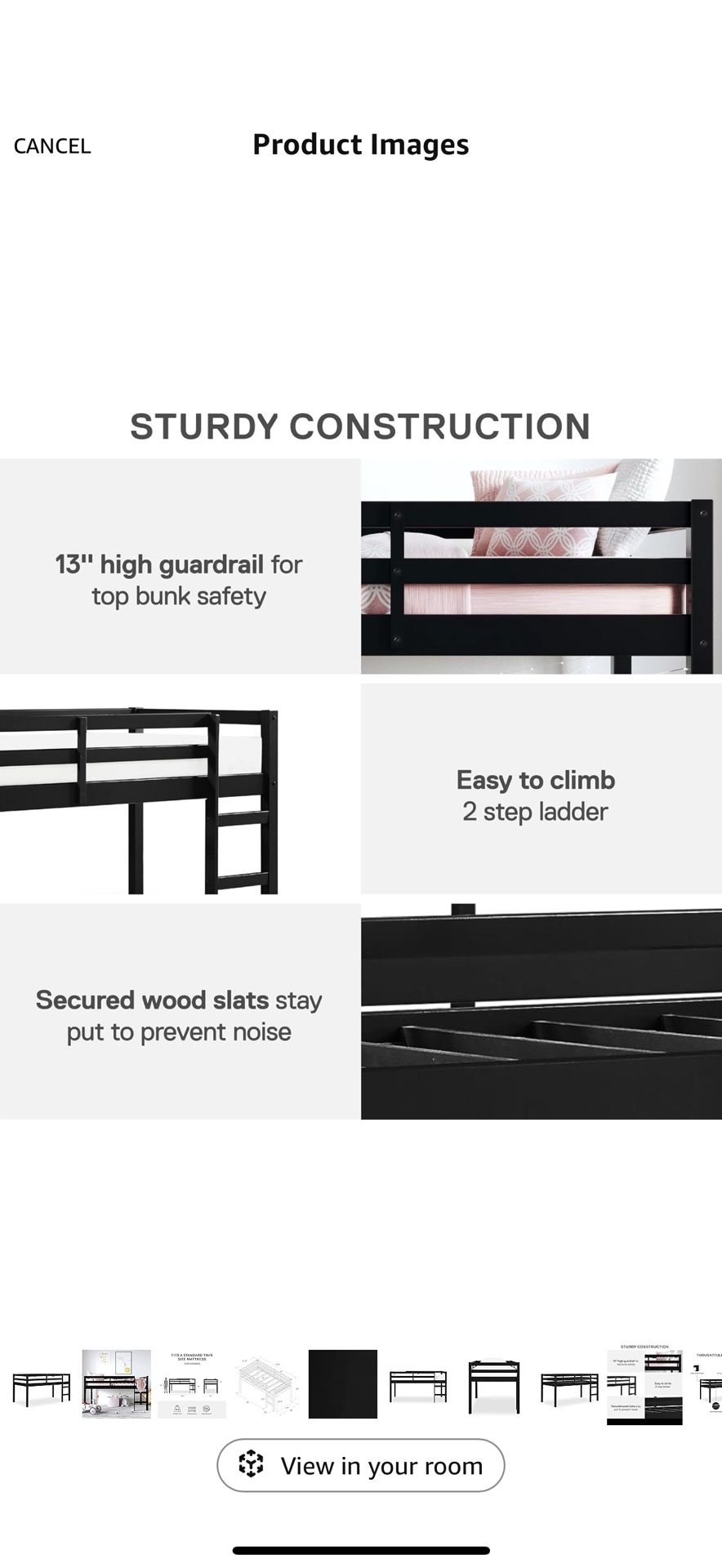 Kids Twin Loft Bed With Mattress