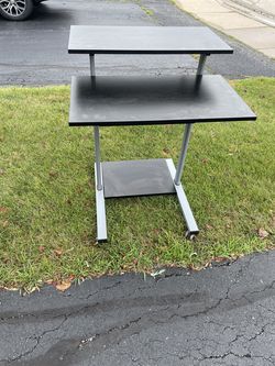 Adjustable Standing Mobile Desk with Tiered Shelves - New
