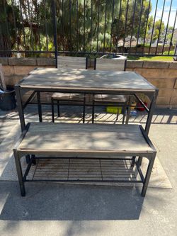 Table set with bench and 2 chairs
