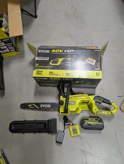 RYOBI 40V HP Brushless 16 in. Battery Chainsaw with 4.0 Ah Battery and Charger