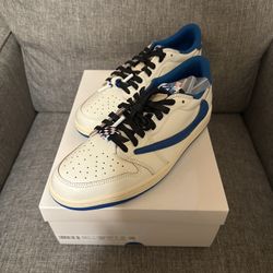 Air Jordan 1 Retro Low OG SP Fragment × Travis Scott Sail Military Blue Size 10.5 $1650