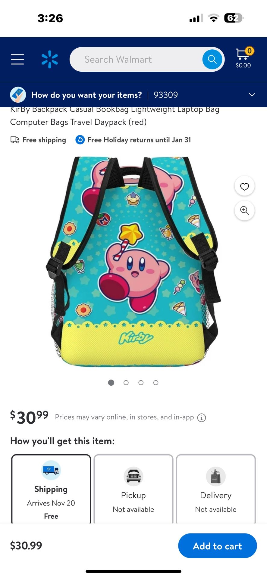 KirBy Backpack Casual Bookbag Lightweight Laptop Bag Computer Bags Travel Daypack