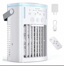 Portable Air Conditioners, 3 Speeds & 3 Cool Modes Personal Quiet Cooling Fan AC Unit, 1200ML Water Tank Evaporative Air Cooler with Remote Control, 7