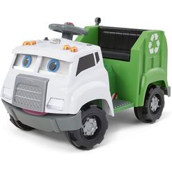 Kid Trax Real Rigs Toddler Recycling Truck Interactive Ride On Toy, Kids Ages 1.5-4 Years, 6 Volt Battery and Charger, Sound Effects, 9 Recycling Acce