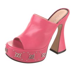 GUCCI Leather Studded Slides Size 38