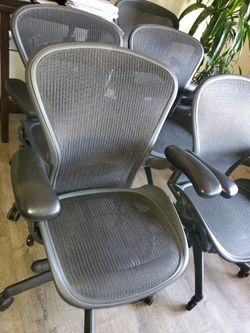 Herman Miller Aeron Chair Size B Fully Loader Black With Mesh Organomic 